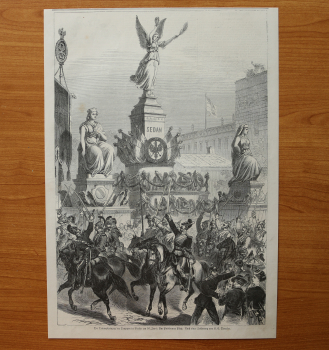 Holzstich Berlin 1871 Triumpfeinzug der Truppen am 16 Juni: Am Potsdamer Platz